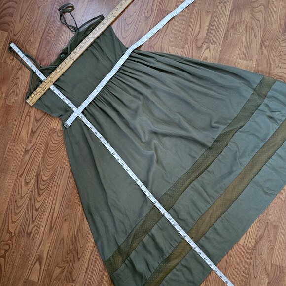 Fresh Rosemary Olive Green Midi Sundress Dress, M - Picture 1 of 9